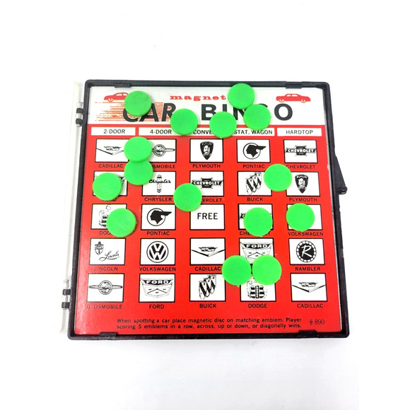 Vintage 1950's Magnetic Car Bingo Game 6" Toy - Picture 2 of 2